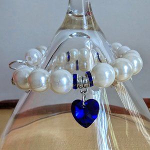 White Pearl Beaded Memory Wire Bracelet